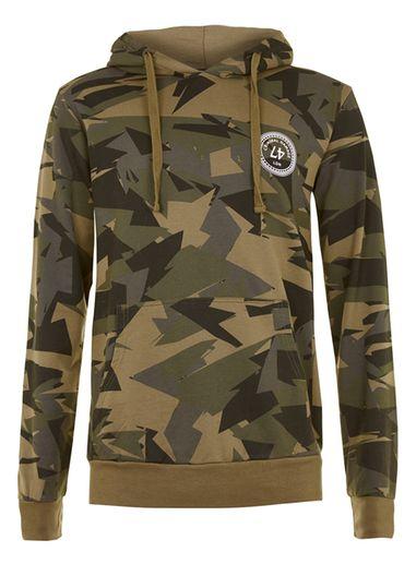 Topman Mens Green Criminal Damage Faded Camo Hoodie*
