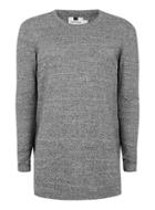 Topman Mens Dark Grey And White Twist Longline Sweater