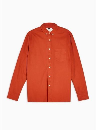 Topman Mens Yellow Orange Slim Twill Lightweight Shirt