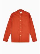 Topman Mens Yellow Orange Slim Twill Lightweight Shirt