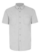 Topman Mens Fog Grey Short Sleeve Denim Shirt