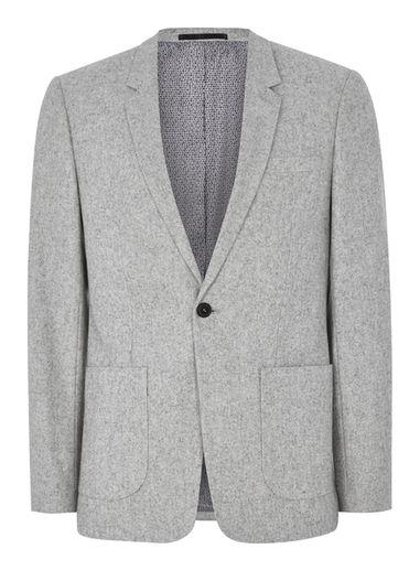Topman Mens Grey Gray Skinny Blazer With Wool