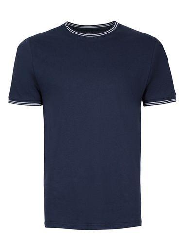 Topman Mens Blue Navy Muscle Fit Ringer T-shirt