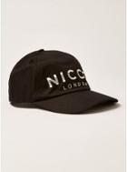 Topman Mens Black Nicce Large Logo Curve Peak Cap