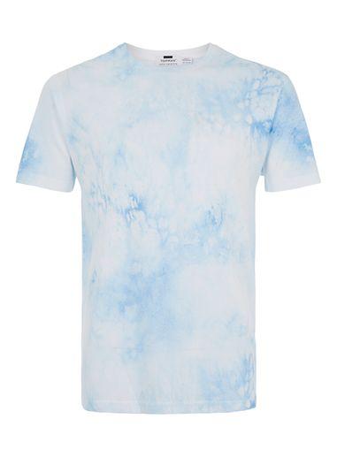 Topman Mens Washed Blue Printed T-shirt