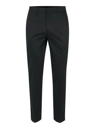 Topman Mens Black Twill Side Pipe Cropped Trousers