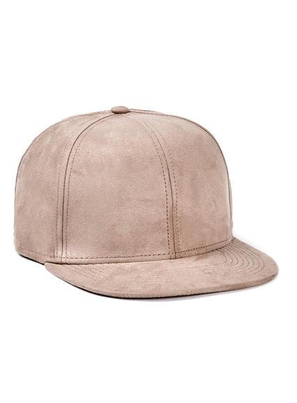 Topman Mens Grey Taupe Faux Suede Snapback Cap