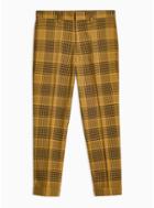 Topman Mens Yellow Check Relaxed Crop Trousers