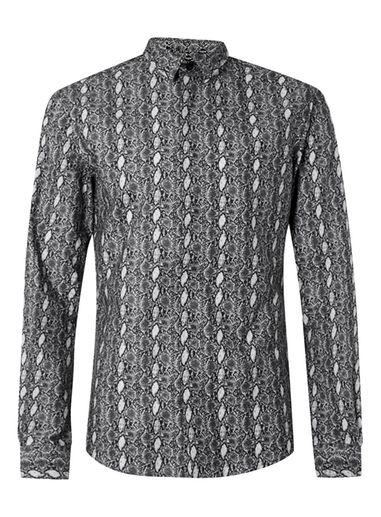 Topman Mens Noose & Monkey Black And White Snake Skin Print Shirt