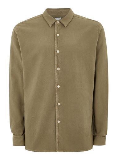 Topman Mens Ltd Khaki Bryce Textured Long Sleeve Shirt