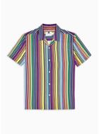 Topman Mens Multicoloured Stripe Revere Shirt