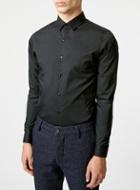 Topman Mens Black Long Sleeve Stretch Smart Shirt