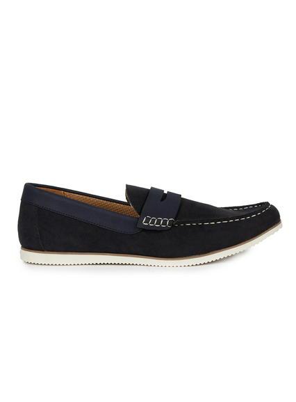 Topman Mens Blue Navy Faux Suede Penny Loafers