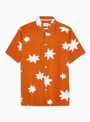 Farah Mens Farah Orange Short Sleeve Shirt*
