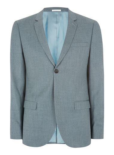 Topman Mens Green Crosshatch Skinny Suit Jacket