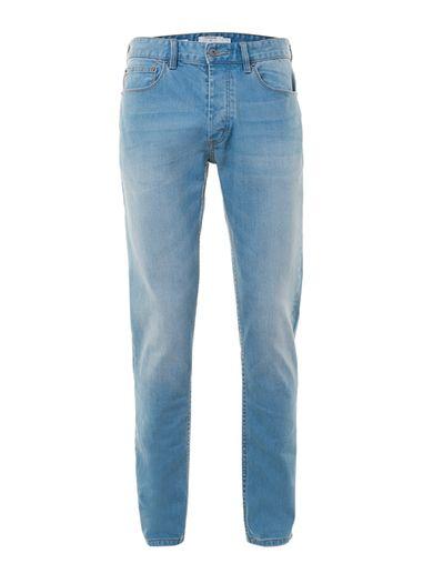 Topman Mens Powder Blue Wash Stretch Slim Jeans