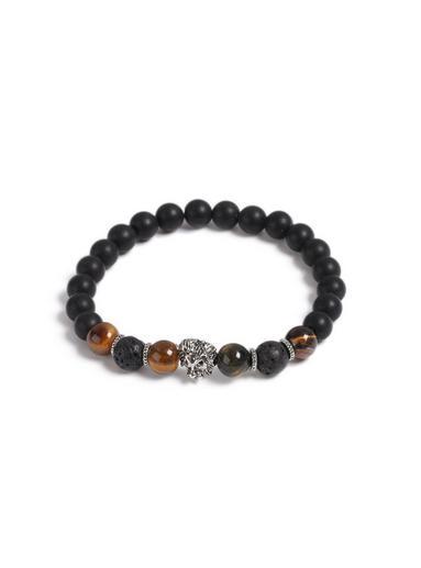 Topman Mens Brown Lion Charm Bracelet