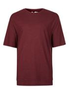 Topman Mens Red Burgundy Neppy Double Hem Boxy Fit T-shirt