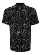 Topman Mens Black And White Abstract Floral Print Short Sleeve Casual Shirt