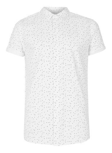 Topman Mens White Abstract Print Short Sleeve Casual Shirt