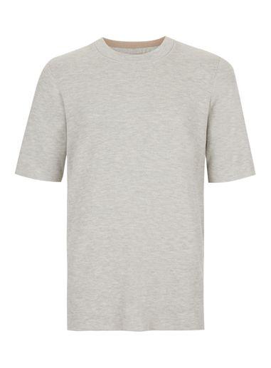 Topman Mens Grey Double Face Fabric Knitted T-shirt