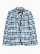 Twisted Tailor Mens Twisted Tailor Light Blue Check 'ginger' Blazer With Wool