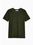 Topman Mens Khaki Vertical Stripe Crew Neck T-shirt