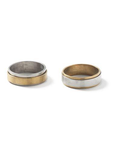 Topman Mens Silver Mixed Metal Spinner Ring Pack*