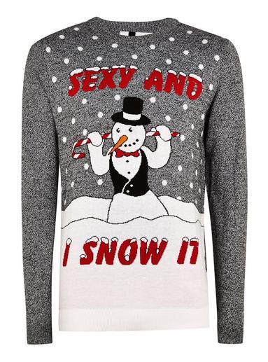 Topman Mens Navy 'sexy And I Snow It' Ugly Sweater
