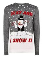 Topman Mens Navy 'sexy And I Snow It' Ugly Sweater