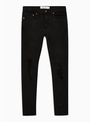 Topman Mens Washed Black Ripped Spray On Jeans