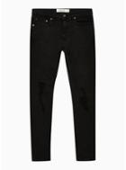 Topman Mens Washed Black Ripped Spray On Jeans