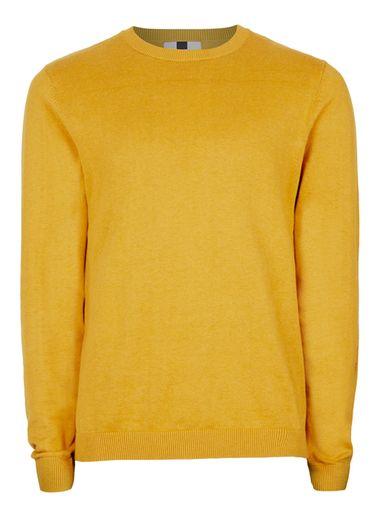 Topman Mens Yellow Mustard Slim Fit Sweater
