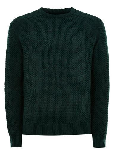 Topman Mens Green And Navy Stitch Jumper
