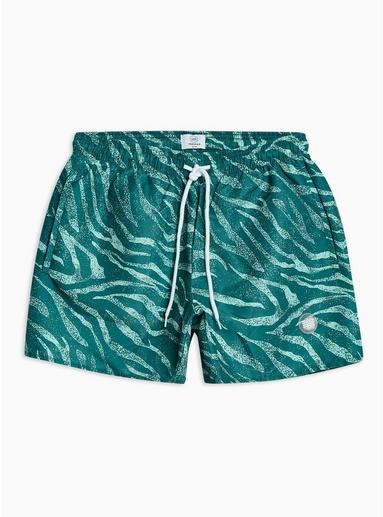 Topman Mens Blue Zebra Printed Swim Shorts