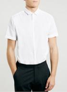 Topman Mens White Cutaway Collar Short Sleeve Smart Shirt