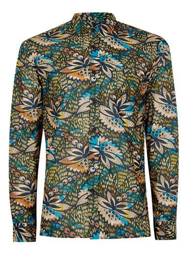 Topman Mens Multi Floral Pattern Drape Fabric Shirt