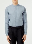 Topman Mens Selected Homme Blue Stand Collar Shirt