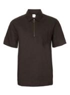 Topman Mens Ltd Brown Half Zip Shirt