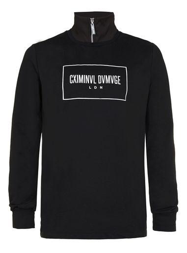 Topman Mens Criminal Damage Black High Neck Sweatshirt*