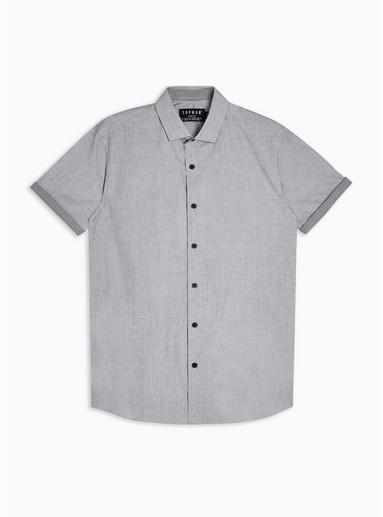 Topman Mens Grey Slim Turn Up Shirt