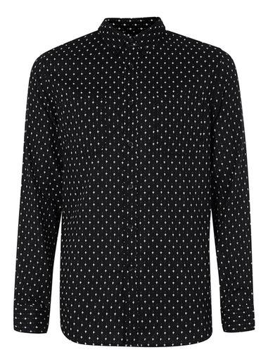 Topman Mens Black And White Dobby Cross Casual Shirt