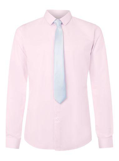 Topman Mens Pink Dress Shirt And Blue Tie Set