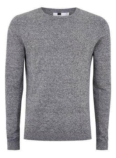 Topman Mens Grey Gray Black And White Twist Side Ribbed Sweater