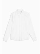 Topman Mens Premium White Stud Jacquard Slim Shirt