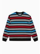 Topman Mens Multi Black, Red And White Stripe Sweatshirt