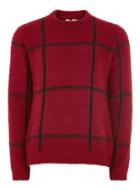 Topman Mens Red And Black Check Sweater