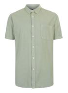 Topman Mens Light Green Chambray Short Sleeve Casual Shirt