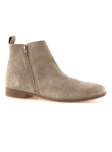 Topman Mens Grey Gray Suede Zip Boots