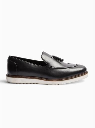 Topman Mens Black Leather Kellis Loafers